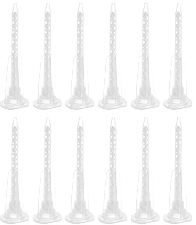 sourcing map 20 Pcs Époxy Tubes Mélangeur statique, 2,45 pouces Plastique Résine Mélange Buse Pointe pour AB Colle Adhésif Pistolet Applicateur 50ml Cartouches, Blanc