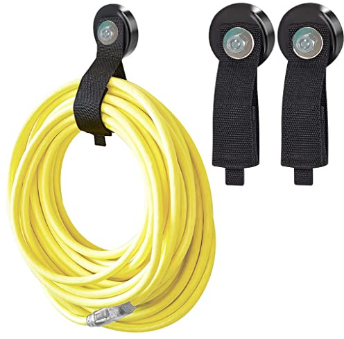JEEJINYAN® 2 PCS Heavy Duty Magnetic Hooks, Magnetic Garage Hooks, Magnetic Tool Holder, Tool Organization Cord Strap for Cars, Garage, RV, House, Ropes