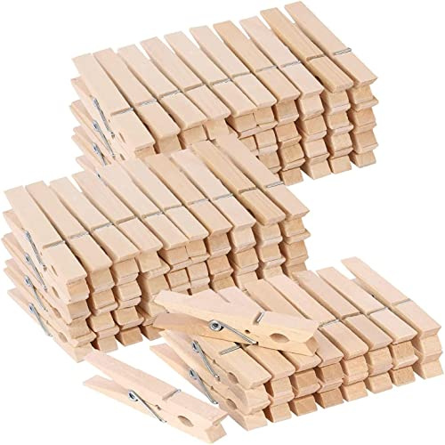 100x Multipurpose Strong Wooden Pegs Washing Lines, Arts and Crafts, Photo Hanging, Washing Line | Sustainable Wood Supports Heavy Laundry and Materials