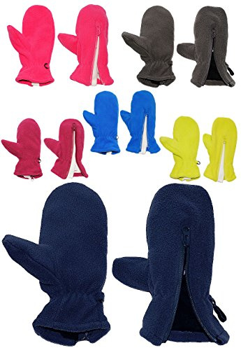 alles-meine.de GmbH Fausthandschuhe - Fleece - mit Reißverschluß - Größe: 1 bis 2 Jahre - dunkel grau - LEICHT anzuziehen ! mit Daumen - Fleecehandschuhe/Kinder & Babyhands..
