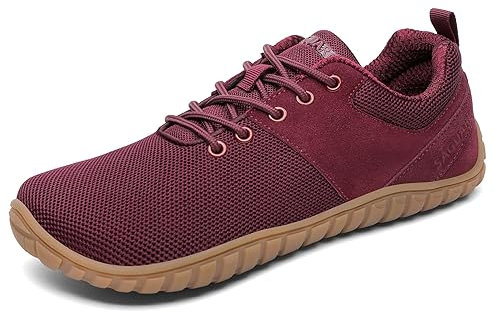 SAGUARO Barfußschuhe Wish Ⅰ- Herren Damen Knit Barfußschuhe - Breite Zehen Barfussschuhe - Outdoor Flexibel Barfuss Schuhe - Leicht Barfuß Zehenschuhe - Minimalistische Mit Zero-Drop Rot, Gr.40