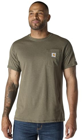 Carhartt Men's Force Relaxed Fit Midweight Short-Sleeve Pocket T-Shirt, Basil Heather, Large