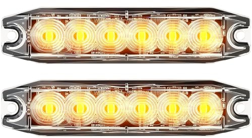 AUTOLIGHT 24 2x LED Warnlicht Warnleuchte Stroboskoplicht Frontblitzer 6 Gelbe LEDs 18 Watt Blitzer Blitzmodul Notfall Warnung Beacon Blinklichter PKW LKW Transporter ECE R10 R65 XA1