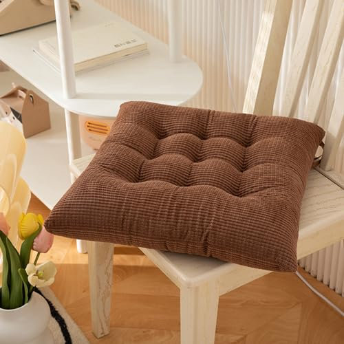 Hixingo 2er Set Stuhlkissen, Maiskorn Sitzkissen Stuhl, Stuhlkissen 50x50, Solide Farben Sitzkissen Bank, Sitzunterlage Outdoor & Innen, Sitzauflagen Chair Cushion für Terrassen (50cm,Kaffee)