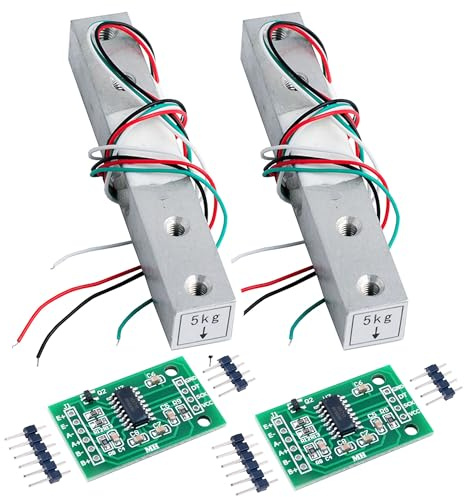 Wishiot Lot de 2 capteurs de poids numériques de 5 kg de haute précision pour Arduino DIY électronique portable de cuisine (2 ensembles 5 kg + HX711)
