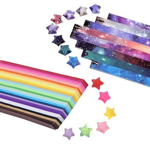 1080 strisce di carta a forma di stella, tra cui strisce colorate di carta a 27 colori e strisce di carta gradiente cielo stellato fai da te, strisce di carta, adatte per la decorazione regalo