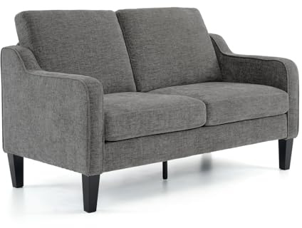 VINGLI 53 Wide Love Seat, Mid-Century Modern Loveseat Sofa Couch with Solid Legs, 2 Seater Sofa Couches with Scooped Armrest for Small Spaces, Living Room, Dorm, Bedroom, Apartment (Light Grey)