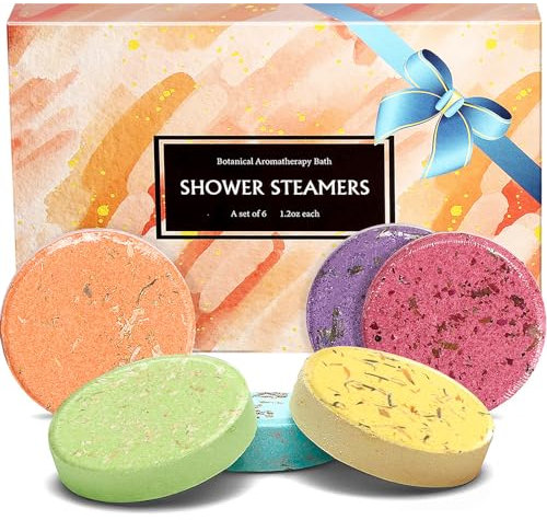 Holzsammlung Bain Vapeur Douche, Lot de 6 Bombe de douche Aromathérapie, Parfumée Vaporisation Spa Arôme Comprimés de Huiles Essentielles Domestique Pétillant Vapeurs Bombe, Coffret Cadeau pour Femme