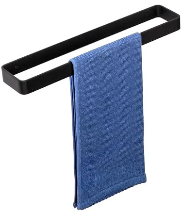SAYAYO Handtuchhalter Ohne Bohren Schwarz Handtuchstange Ohne Bohren Selbstklebend Handtuchhalter Schwarz Wandmontage Aluminium Badetuchhalter für Badezimmer und Küche 40CM, EGYS24030-400-3M-B