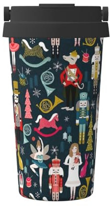 Tasse à café isotherme en acier inoxydable pour femme Motif Casse-noisette de Noël Pour eau chaude et froide