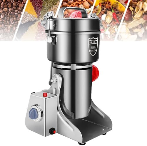 Commercial Machine,Grain Mill Grinder High Speed Electric Stainless Steel Grinder Cereals Corn Flour Pulverizer Powder Machine for Dry Spice Herbs Grains Coffee Rice Pepper,2500g