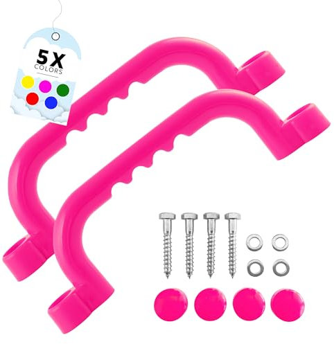 GO!elements Maniglia di Sicurezza per Parco Giochi | Maniglie per Telaio per Arrampicata per Bambini | Accessori per casetta da Gioco | in Coppia (2 Pezzi), Colore: Rosa