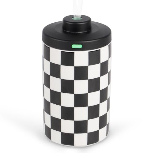 APOMATOT Waterless Diffuser for Essential Oils Nebulizer Diffuser, Portable Battery Operated Cordless Mini Scent Air Machine with 3 Mist Settings for Home,Cars,Office (White and Black Ceramic)