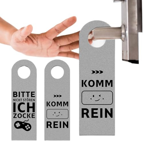 WUSJCOF 2pcs Türanhänger aus Filz – Gamer Geschenk, Zocker Türschild Bitte Nicht Stören oder Komm Rein, Teenager Jungen Geschenk, Deko Jugendzimmer, Coole Zocker Geschenke für Gamer(Grau)