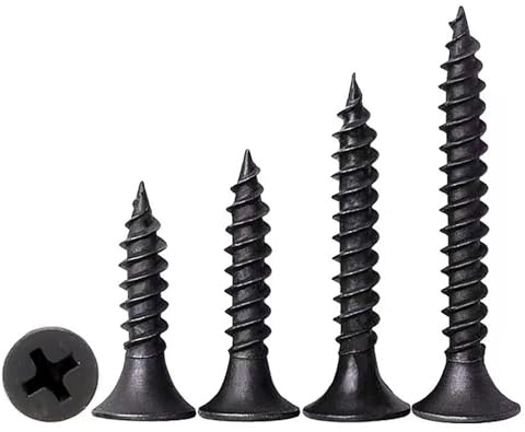 EBAIJQUO M3.5×30mm Phillips Trockenbauschrauben, selbstschneidender Senkkopf, schwarze Phosphatbeschichtung, Feingewinde, Güteklasse 8.8 hochfest für Bau und Tischlerei(180 Stück)