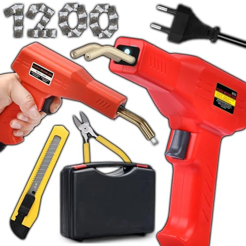 Retoo 50W Kunststoff Schweißgerät, Kunststoffteilen 1200 Heißhefter Maximaltemperatur 750°C, Reparaturset mit LED Licht Schweißen Maschine für Kunststoffrissen Auto Stoßstangen Autoteile Kajak