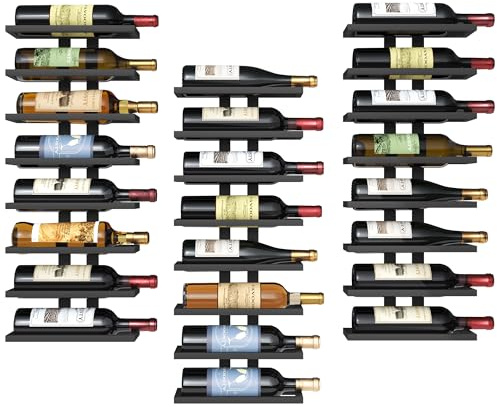 FAVOOSTY Wine Rack Wall Mounted, 8 Tier Metal Wine Display Rack, Wine Rack Storage Holder Display Rack for Kitchen, Dining Room, Bar, Wine Cellar