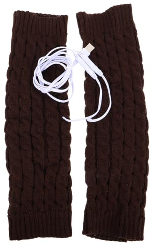 TOGEVAL 1Pair USB Heated Cable Knit Leg Warmers for Men and Women Stylish Thermal Knee Warmers for Cycling Hiking and Outdoor Activities Cozy Protection Against Cold Weather