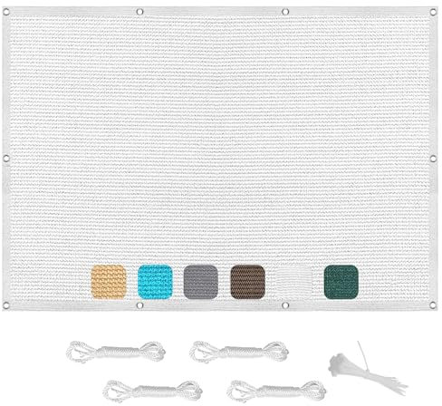 Voile d'ombrage rectangulaire 3 x 6 m – Tissu d'ombrage résistant aux UV avec cordes de montage pour la protection du jardin, de la piscine et des plantes – Housse élégante blanche