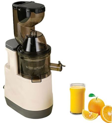 Exprimidor de prensa en frío, extractor de jugo de 500 W con 65 rpm, capacidad de 500 ml, canal de alimentación de 80 mm de ancho para frutas y verduras enteras, alto rendimiento de jugo, fácil de