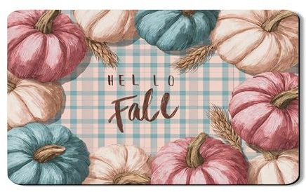 Pumpkin Dish Drying Mats For Kitchen Counter, Vintage Pumpkin Absorbent Rubber Dish Drainer Mat, Rustic Plaid Drying Pad For Coffee Bar Protector 12x20 Inch