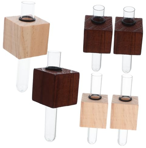 LIFKOME 10 Piezas Mini Magnetic Wooden Plant Flower Vase Refrigerator Magnets Compact Plastic Tube For Kitchen Office Dorm Decor