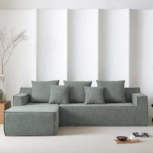 PurrJoys 2 mit modulares Sofa l Sofa, Sofa 7 sitzer, gepolsterte Sofas für Wohnzimmer und Schlafzimmer, Keine Montage erforderlich, grau