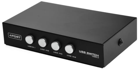 USB 2. 0 Druckerfreigabe Adapter für 4 Stück, Je Port Eigene Taste, Schwarz