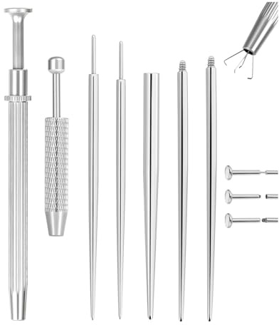 Nymora Piercing Set 7-teilig mit Piercing Zange, Kugel Aufdreher und Nadeln (14G, 16G, 18G) für Ohr, Nase, Lippe, Bauchnabel - Edelstahl