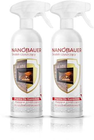 2x Kaminreinigungsschaum | NANOBAUER Fireplace foam | Kaminreiniger Glasreiniger Rußentferner Ofenglasreiniger Scheibenreiniger für Kaminöfen Kaminglas Ofenglas Kaminpfleger | Kapazität 500ml