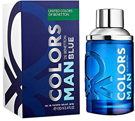 Benetton, Blue from United Colors, Eau de Toilette para Hombre, Larga duración, Fragancia fresca, joven y casual, Notas cítricas, frutales y marinas, Optimo para uso diario, 100 ml