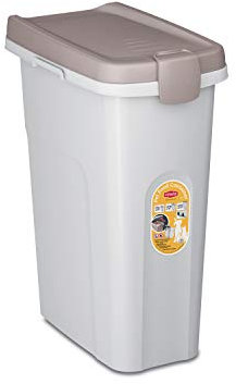 Stefanplast Futterbehälter, Futterbox, Vorratsbehälter, braun/weiß, 39x24x51cm, Kunststoff, Tierfütterung, Hunde, Katzen, Deckel luftdicht verschließbar