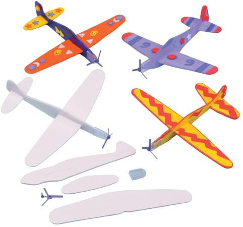 Baker Ross EV1813 Gleitflugzeuge - 8er-Pack, zum Bemalen Filzstifte, Bastelfarben Mitgebsel Kindergeburtstag Sortiert