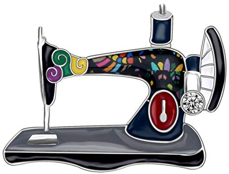 DUOWEI Broche délicate pour machine à coudre pour vêtements, écharpes, bijoux, cadeaux pour femmes et filles | Pinback verrouillé (foncé), Zinc Zinc émail, émail