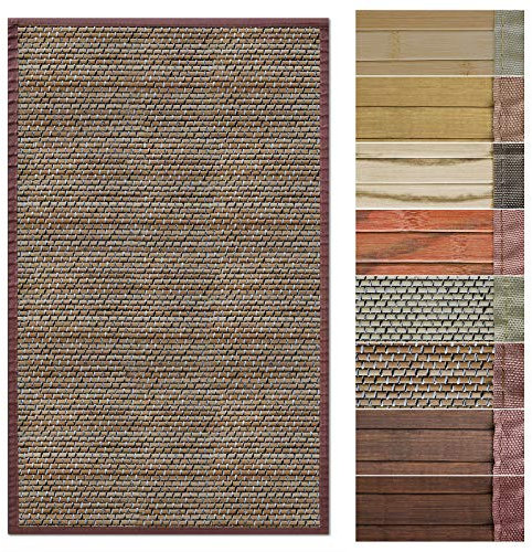 Floordirekt Alfombra de bambú con marco de tela, diseño natural en muchos colores y tamaños (120 x 180 cm, panda marrón)