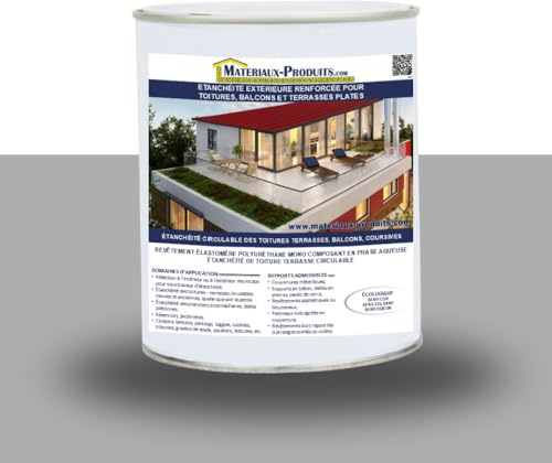 MATPRO - Étanchéité Extérieure Renforcée Toiture, Balcon, Terrasse Plate - Revêtement Élastomère Polyuréthane - Antidérapant - Résistant - Gris Ciment - 1Kg