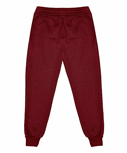 STAR FASHION New Kids Boys Girls PE School Plain Jogging Tracksuit Unisex Warm Fleece Bottoms Sports Joggers Sweatpants Trousers Elasticated Cuff Soft Jog Pants -Ages 2-14 Years Maroon