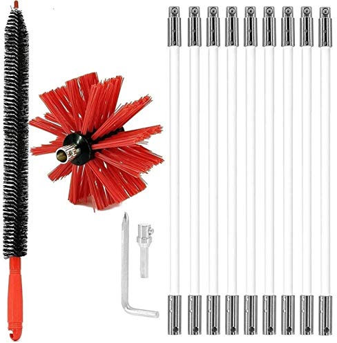 Sohodoo Chimney Power Sweeping Set, Chimney Brush Drill Powered Rotary Cleaning Sweeping Tool Kits With Dryer Lint Trap Brush, Drill Powered Rotary Chimney Brush DIY Set (Size : 400mm)