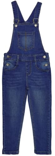 KIDSCOOL SPACE Salopette In Jeans Da Ragazzo, Salopette Con Pettorina Grande Semplice In Denim Morbido Ed Elastico, Blu