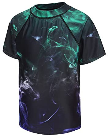 Badeshirt Jungen UV Shirt Kinder Kurzarm Schwimmshirt UV Shutz Jungen Badeanzug 152 158/13-14 Jahre