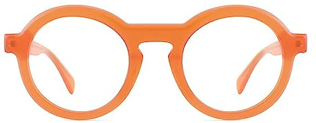 AOOLIA Stilvolle Runde Große Lesebrillen Sehhilfe Lesebrille Lesehilfe Reading Glasses Mode Brille für Damen Herren Blaufilter Brille für PC TV Gaming & Handy,Orange,2.5
