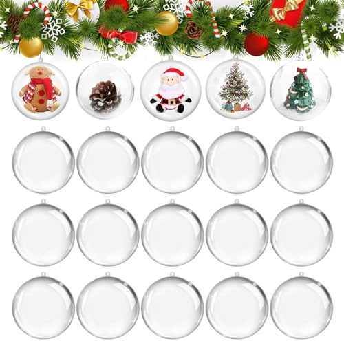 gaoduanluoluo 20 Stück Weihnachtskugeln Kunststoff, Acrylkugeln Durchsichtige Weihnachtskugeln zum Befüllen, DIY Christbaumkugeln Christbaumschmuck Weihnachten Basteln Deko (8cm x 20pcs)