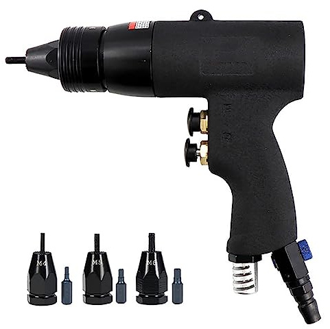 Industrielle hydraulische pneumatische Nietpistole – Premium Nietmuttern Werkzeugset für M3 M4 M5 M6 M8 M10 M12 – Leistungsstarke Luftnietpistole perfekt für Blindnieten & Flachmuttern –