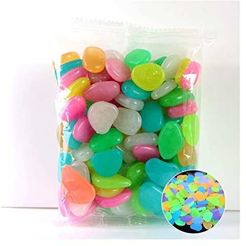 Dekosteine Kieselsteine 100 stücke Glühen in den dunklen Kieseln Glühsteinen Felsen Leuchtkieselkiesel für Outdoor-Dekor Garten Rasen Yard Aquarium Gehweg Aquary Tank ( Color : Mix , Size : 200pcs )