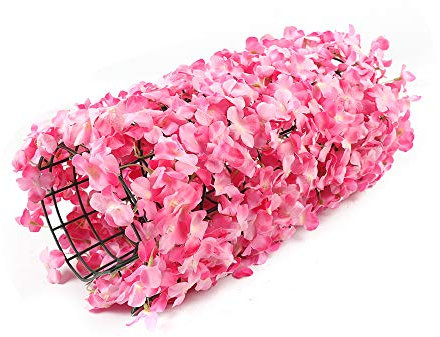 Brride 20 Stück Blumenwand Rosa Blumenpaneele Seidenstoff Hintergrunddekoration Kunstblumen Wandpaneele Hochzeit Dekor Weihnachten Festival Fotohintergrund (40 X 60cm)