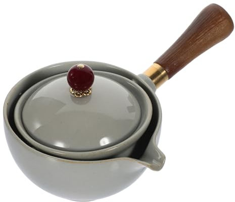 HOLIDYOYO Vintage Rotating Teapot Side Handle Ceramic Material for Home Tea Making Portable Design for Rotation
