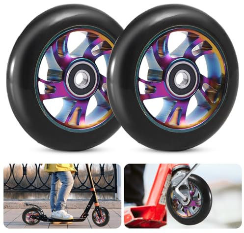 MEYAGOT Scooter Rollen,2 Stück 120mm Scooter Ersatzräder,Scooter Inliner Räder Mit ABEC-9,Trick Roller Ersatz Rad Rolle, Scooter Räder Für Allerlei Scooter Und Kickscooter