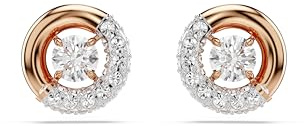 Swarovski Dextera Ohrstecker, Weiße, Rosé Vergoldete Ohrringe mit strahlenden Swarovski Kristallen im Rundschlifff