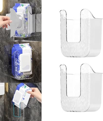 2 Stück Küchentücherhalter, kein Stanzen, Wandmontage, Badezimmer-Tücherhalter, Toilettentücher-Behälter, Box, Taschentuch-Feuchttücher-Spender für Küche, Badezimmer, WC