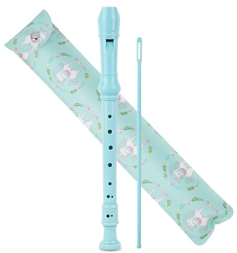 Czzmy Flauta de pico soprano, con bolsa de cuero de la PU, varilla de limpieza y tabla de dedos,8 agujeros C llave flauta de pico digitación barroca/alemán instrumento de viento para